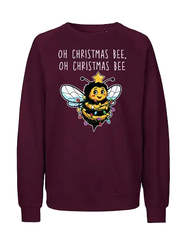 Oh Christmas Bee, Oh Christmas Bee - bee, christmas, lights, festive, holiday, star, cute, whimsical, decoration - Fairtrade Sweatshirt