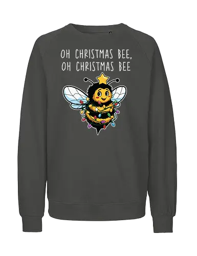 Oh Christmas Bee, Oh Christmas Bee - bee, christmas, lights, festive, holiday, star, cute, whimsical, decoration - Fairtrade Sweatshirt