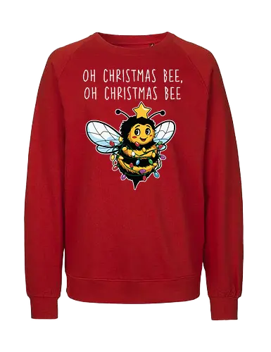 Oh Christmas Bee, Oh Christmas Bee - bee, christmas, lights, festive, holiday, star, cute, whimsical, decoration - Fairtrade Sweatshirt