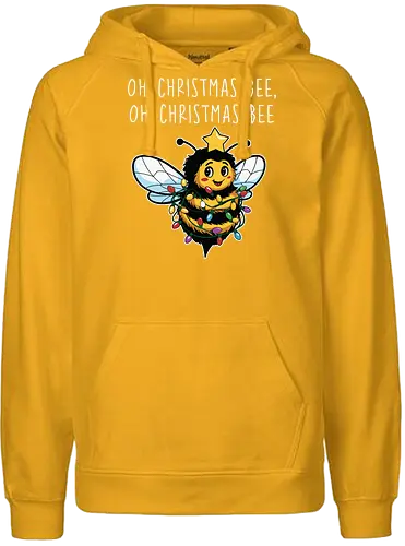 Oh Christmas Bee, Oh Christmas Bee - bee, christmas, lights, festive, holiday, star, cute, whimsical, decoration - Fairtrade Hoodie