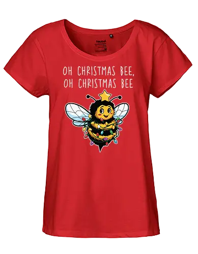 Oh Christmas Bee, Oh Christmas Bee - bee, christmas, lights, festive, holiday, star, cute, whimsical, decoration - Fairtrade Girl Shirt