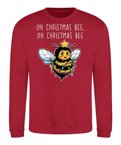 Oh Christmas Bee, Oh Christmas Bee - bee, christmas, lights, festive, holiday, star, cute, whimsical, decoration - Sweatshirt