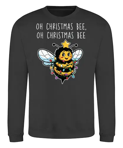 Oh Christmas Bee, Oh Christmas Bee - bee, christmas, lights, festive, holiday, star, cute, whimsical, decoration - Sweatshirt