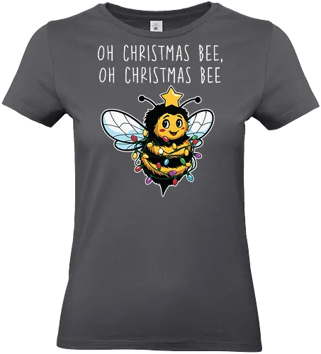 Oh Christmas Bee, Oh Christmas Bee - bee, christmas, lights, festive, holiday, star, cute, whimsical, decoration - Standard T-Shirt (Women)