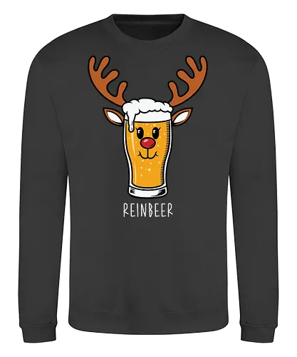 REINDEER - beer, reindeer, antlers, humor, illustration, christmas, pun, creative, festive - Sweatshirt