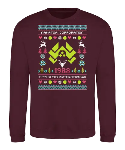 yippi ki yay series - ugly christmas, christmas, xmas, nakatomi, plaza, christmas party, logo, diehard, winter, snow, pixel, vintage, classic, retro - Sweatshirt