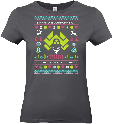 yippi ki yay series - ugly christmas, christmas, xmas, nakatomi, plaza, christmas party, logo, diehard, winter, snow, pixel, vintage, classic, retro - Standard T-Shirt (Women)