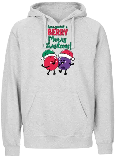 Have yourself a BERRY Merry Christmas! - christmas, berries, cartoon, santa hats, festive, holiday, red, purple, cheerful - Fairtrade Hoodie
