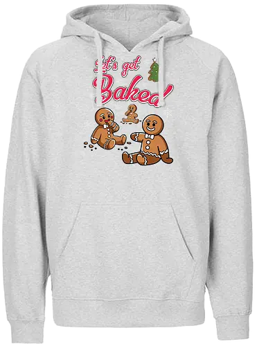 Let's get Baked - gingerbread, holiday, christmas, cookies, humor, festive, snowflakes, lettering, tree, baking - Fairtrade Hoodie