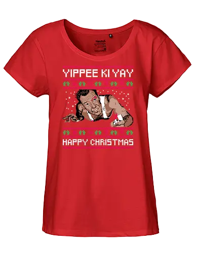 Yippee Ki Yay - nakatomi plaza, nakatomi corporation, 1988, ugly christmas sweater, john mcclane, bruce willis, nakatomi, yippee ki yay, christmas party, xmas - Fairtrade Girl Shirt