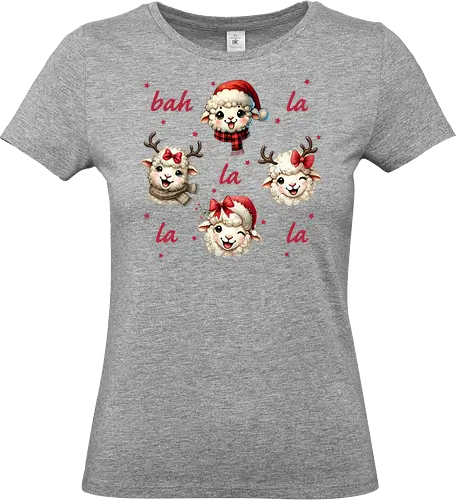 Bah and la - sheep, christmas, festive, holiday, santa hat, reindeer antlers, cute, playful - Standard T-Shirt (Women)