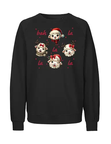 Bah and la - sheep, christmas, festive, holiday, santa hat, reindeer antlers, cute, playful - Fairtrade Sweatshirt