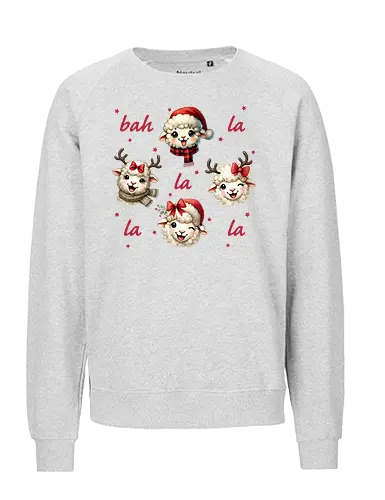 Bah and la - sheep, christmas, festive, holiday, santa hat, reindeer antlers, cute, playful - Fairtrade Sweatshirt