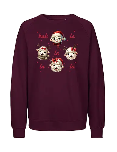 Bah and la - sheep, christmas, festive, holiday, santa hat, reindeer antlers, cute, playful - Fairtrade Sweatshirt