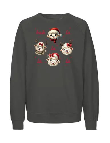 Bah and la - sheep, christmas, festive, holiday, santa hat, reindeer antlers, cute, playful - Fairtrade Sweatshirt
