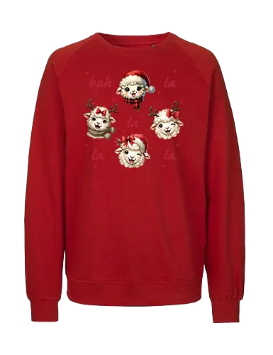 Bah and la - sheep, christmas, festive, holiday, santa hat, reindeer antlers, cute, playful - Fairtrade Sweatshirt