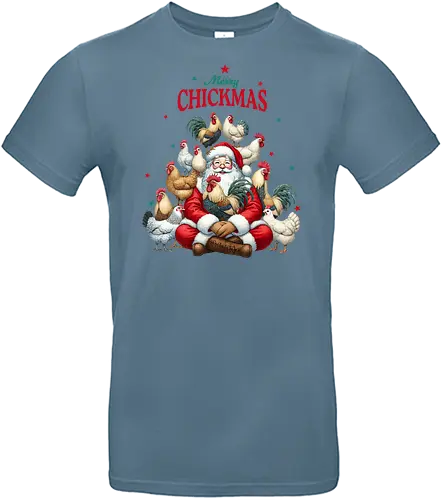 Merry Chickmas - santa claus, chickens, roosters, christmas, festive, holiday, humor, merry chickmas, farmyard, joy - Standard T-Shirt