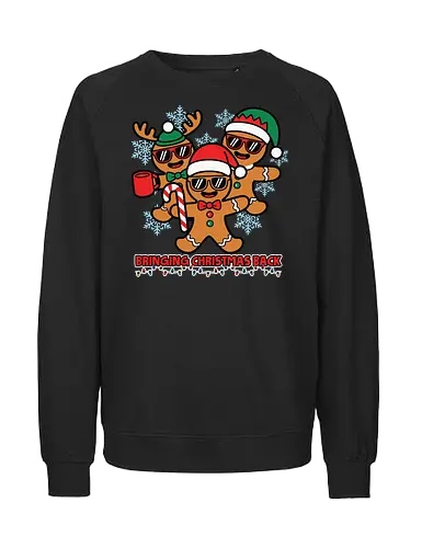 Bringing Christmas Back - gingerbread, christmas, festive, holiday, snowflakes, santa hats, sunglasses, fun, candy cane, mug - Fairtrade Sweatshirt