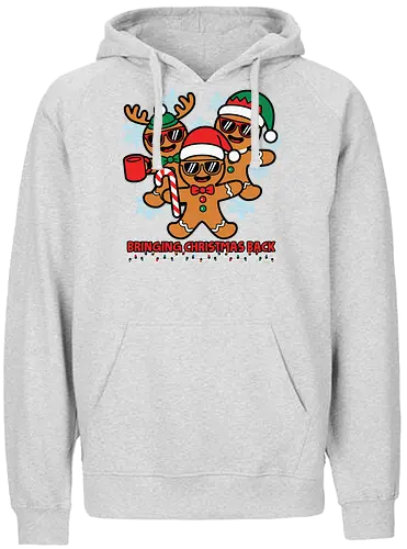 Bringing Christmas Back - gingerbread, christmas, festive, holiday, snowflakes, santa hats, sunglasses, fun, candy cane, mug - Fairtrade Hoodie