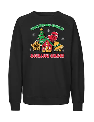 Christmas Cookie Baking Crew - christmas, cookies, baking, gingerbread, festive, tree, mitten, star, bell, holiday - Fairtrade Sweatshirt