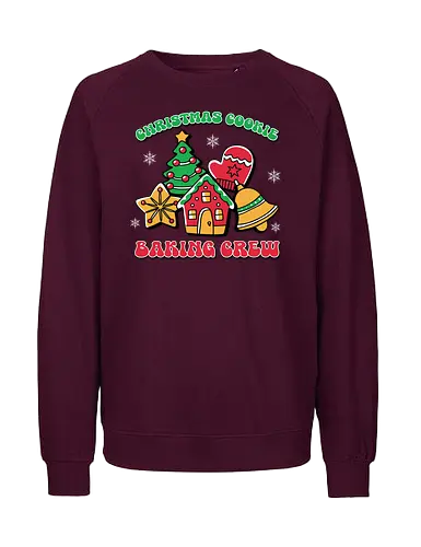 Christmas Cookie Baking Crew - christmas, cookies, baking, gingerbread, festive, tree, mitten, star, bell, holiday - Fairtrade Sweatshirt