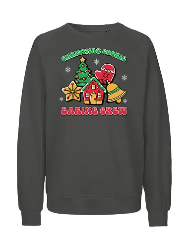 Christmas Cookie Baking Crew - christmas, cookies, baking, gingerbread, festive, tree, mitten, star, bell, holiday - Fairtrade Sweatshirt