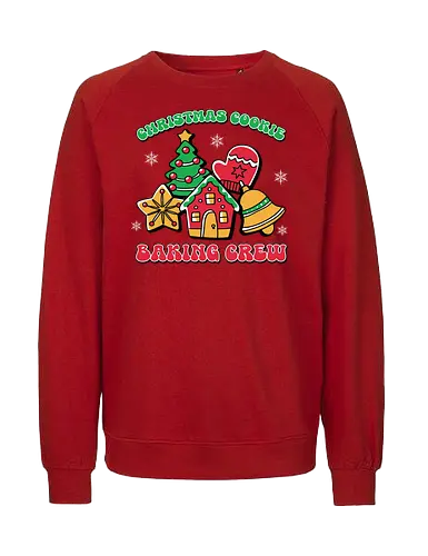 Christmas Cookie Baking Crew - christmas, cookies, baking, gingerbread, festive, tree, mitten, star, bell, holiday - Fairtrade Sweatshirt