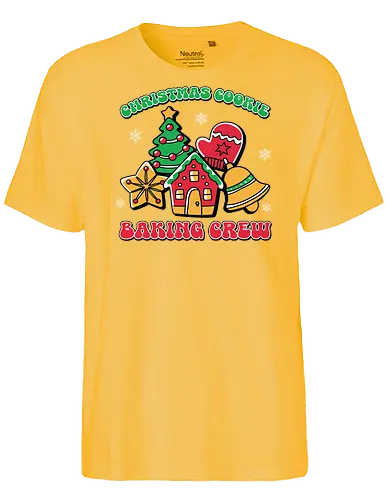Christmas Cookie Baking Crew - christmas, cookies, baking, gingerbread, festive, tree, mitten, star, bell, holiday - Fairtrade T-Shirt