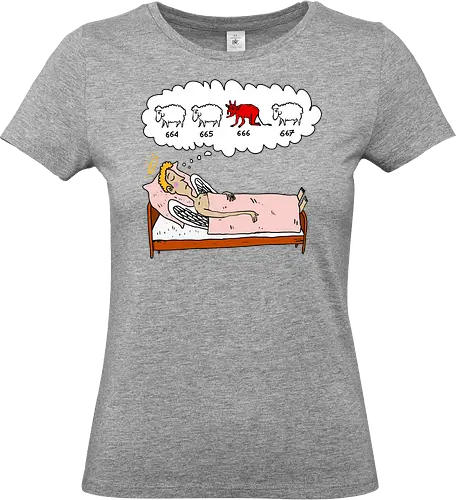 counting sheep - angel, sheep, devil, counting, sleep, dream, humor, bed, halo, thought bubble - Standard T-Shirt (Women)