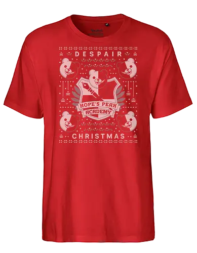Hopes Peak Academy Christmas - dangan, ronpa, anime, monokuma, despair, bear, monobear, hopes peak academy, video game, gamer, gaming, killing harmony, junko enoshima, makoto naegi, christmas - Fairtrade T-Shirt