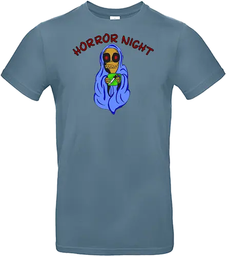 Horror Night (Horrornacht) - Horror, Nacht, Monster, süß, gemütlich, Decke, Filmabend, Serienabend, Tasse, Lieblingsgetränk, Grusel, Horrorfans, Halloween, Couch, Spannung, Abenteuer, Mystik, Film, Serie, Unterhaltung, horror night, horror movie, horror marathon, horror lover - Standard T-Shirt