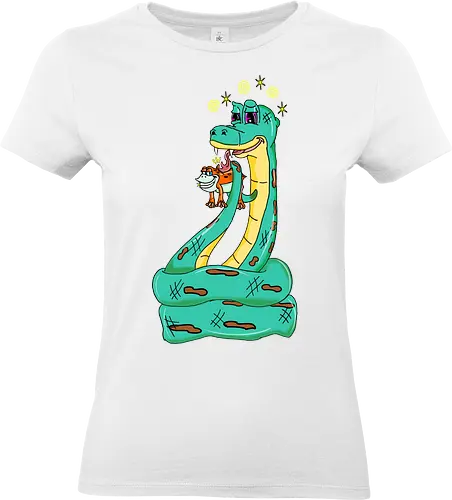 Have a Taste! (Probier mal!) - Frosch, Schlange, Retro, Vintage, Rubberhose, Cartoon, Humor, lustig, kreativ, Abenteuer, Stil, groovy, trickreich, Comic, Kunst, Design, einzigartig, skurril, Lösung, Charakter, trippy, psychedelic, stoner, high, snake, frog, toad - Standard T-Shirt (Women)