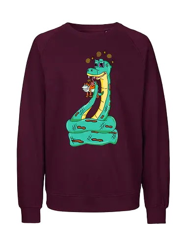 Have a Taste! (Probier mal!) - Frosch, Schlange, Retro, Vintage, Rubberhose, Cartoon, Humor, lustig, kreativ, Abenteuer, Stil, groovy, trickreich, Comic, Kunst, Design, einzigartig, skurril, Lösung, Charakter, trippy, psychedelic, stoner, high, snake, frog, toad - Fairtrade Sweatshirt