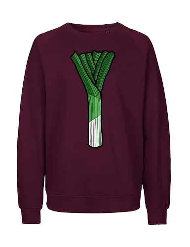 Lauch - lauch, comic, comics, comic style, dünn, schwach, dürr, sport, fitness, gym, gesund, gemüse, obst, grün, schwäche, muskeln, power, proteine, sportstudio, muskeln - Fairtrade Sweatshirt