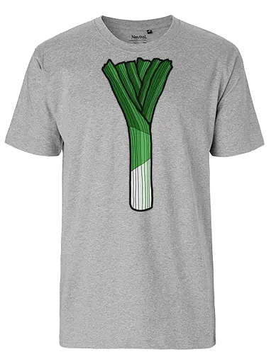 Lauch - lauch, comic, comics, comic style, dünn, schwach, dürr, sport, fitness, gym, gesund, gemüse, obst, grün, schwäche, muskeln, power, proteine, sportstudio, muskeln - Fairtrade T-Shirt