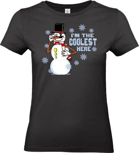 Cool Snowman (Cooler Schneemann) - Schneemann, cool, Retro, Vintage, lustig, Winter, Karottennase, Kohleaugen, Grinsen, Illustration, Schnee, Weihnachten, Feiertage, Frost, Humor, Charakter, Design, Cartoon, einzigartig, chillig, snowman, cool, winter, christmas - Standard T-Shirt (Women)