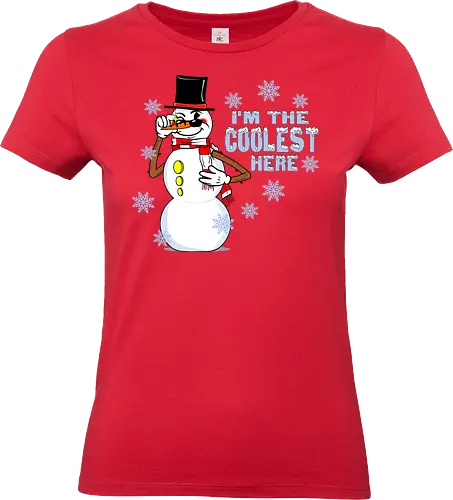 Cool Snowman (Cooler Schneemann) - Schneemann, cool, Retro, Vintage, lustig, Winter, Karottennase, Kohleaugen, Grinsen, Illustration, Schnee, Weihnachten, Feiertage, Frost, Humor, Charakter, Design, Cartoon, einzigartig, chillig, snowman, cool, winter, christmas - Standard T-Shirt (Women)
