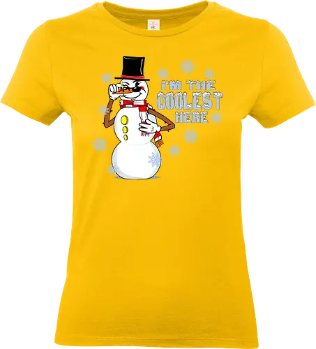 Cool Snowman (Cooler Schneemann) - Schneemann, cool, Retro, Vintage, lustig, Winter, Karottennase, Kohleaugen, Grinsen, Illustration, Schnee, Weihnachten, Feiertage, Frost, Humor, Charakter, Design, Cartoon, einzigartig, chillig, snowman, cool, winter, christmas - Standard T-Shirt (Women)