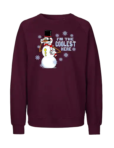 Cool Snowman (Cooler Schneemann) - Schneemann, cool, Retro, Vintage, lustig, Winter, Karottennase, Kohleaugen, Grinsen, Illustration, Schnee, Weihnachten, Feiertage, Frost, Humor, Charakter, Design, Cartoon, einzigartig, chillig, snowman, cool, winter, christmas - Fairtrade Sweatshirt
