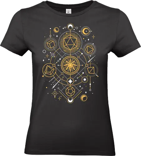 Mystical Dice Chart - d20 dice, roleplayer, rpg gamer, dungeon master, esoteric, mystical, geometric, science, solar system, tabletop, universe, astrology - Standard T-Shirt (Women)