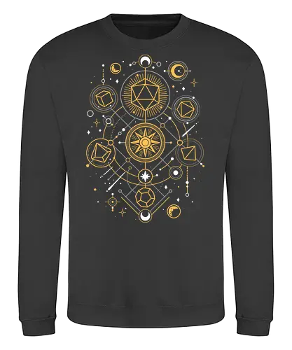 Mystical Dice Chart - d20 dice, roleplayer, rpg gamer, dungeon master, esoteric, mystical, geometric, science, solar system, tabletop, universe, astrology - Sweatshirt