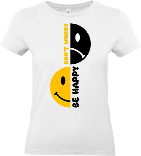 Don't Worry, Be Happy Now!!! - happy, smile, music, funny, pop, funny quote, funny sayings, geek, humor, ian curtis, joke, Music, meme, new order, parody, post punk, unknown pleasures, vintage - Standard T-Shirt (Women)