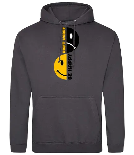 Don't Worry, Be Happy Now!!! - happy, smile, music, funny, pop, funny quote, funny sayings, geek, humor, ian curtis, joke, Music, meme, new order, parody, post punk, unknown pleasures, vintage - Standard Hoodie