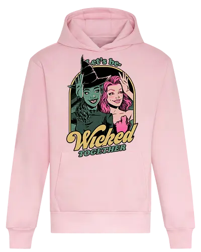 Green and Pink Witches - Wicked, Wicked Witch Of The West, Wicked Witch, Elphaba, Glinda, Wizard Of Oz, Wizard, Witch, witches, Classic, Cult Classic, Cult, Cult Films, Movie, Book, Play, Movie Theater, Theater, Retro, Retro Vintage, Vintage, Fantasy, Adventure, Music, Musical, Pink, green - Heavyweight Hoodie
