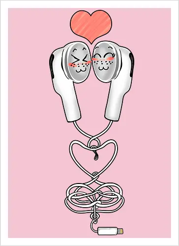 Earbuds Tangled In Love (Verliebte verknotete Ohrhörer)