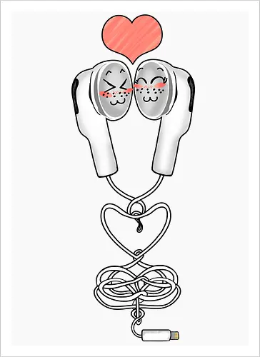Earbuds Tangled In Love (Verliebte verknotete Ohrhörer)