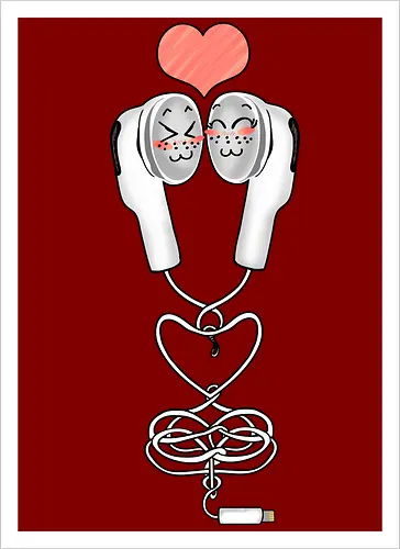 Earbuds Tangled In Love (Verliebte verknotete Ohrhörer)