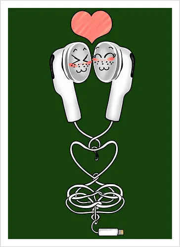 Earbuds Tangled In Love (Verliebte verknotete Ohrhörer)