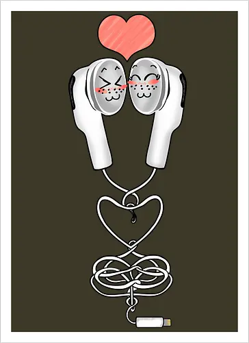 Earbuds Tangled In Love (Verliebte verknotete Ohrhörer)