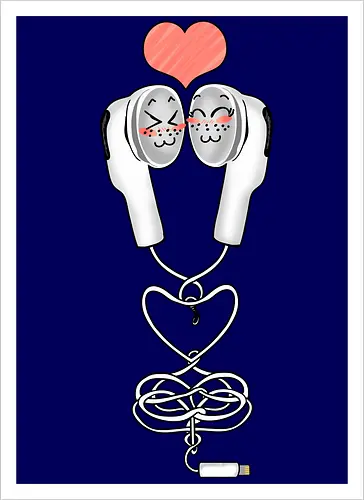 Earbuds Tangled In Love (Verliebte verknotete Ohrhörer)